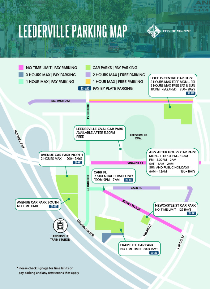 graphic map of leederville parking locations