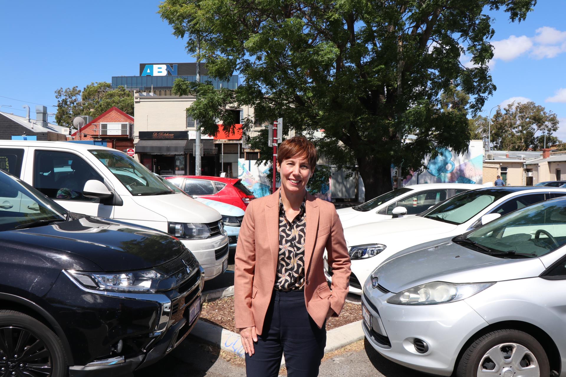 Mayor Emma Cole at the Avenue Car Park.